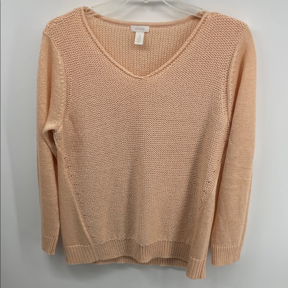 Chico's Soft Peach V-Neck Sweater